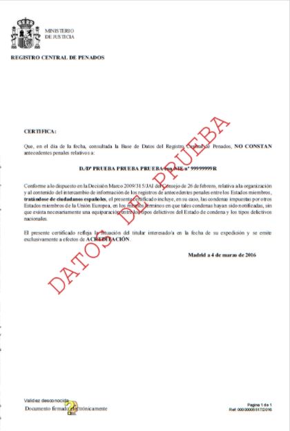 ejemplo certificado de penales